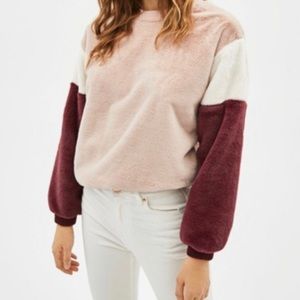 Bershka fuzzy color block sweater